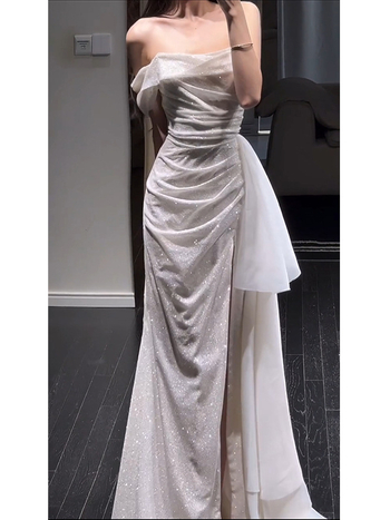 Sjajna večernja haljina za žene, elegantan banket stil, pogodna za ceremoniju punoljetnosti i zaruke, haljina s jednim ramom.