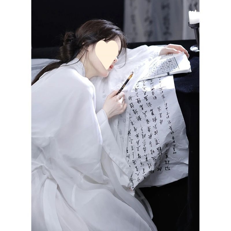 Hanfu komplet s ravnim rubom, ženski odjevni set u stilu Wei Jin wuxia, širokih rukava, tekuća ruqun suknja za fotografiranje
