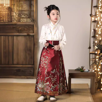 Premium Hanfu suknja za djevojčice, proljetni stil, Ming-inspirirani kineski kostim za mlade izvođačice Guzheng