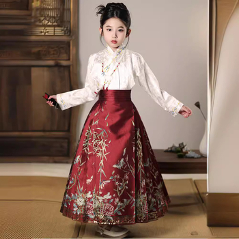 Premium Hanfu suknja za djevojčice, proljetni stil, Ming-inspirirani kineski kostim za mlade izvođačice Guzheng
