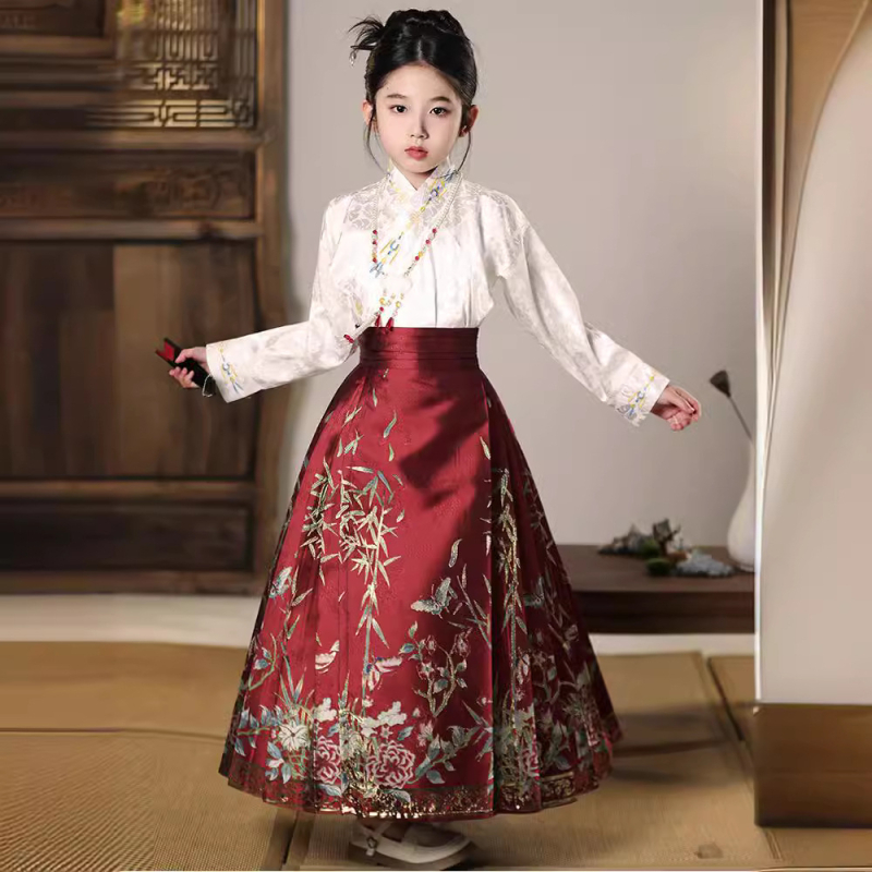 Premium Hanfu suknja za djevojčice, proljetni stil, Ming-inspirirani kineski kostim za mlade izvođačice Guzheng