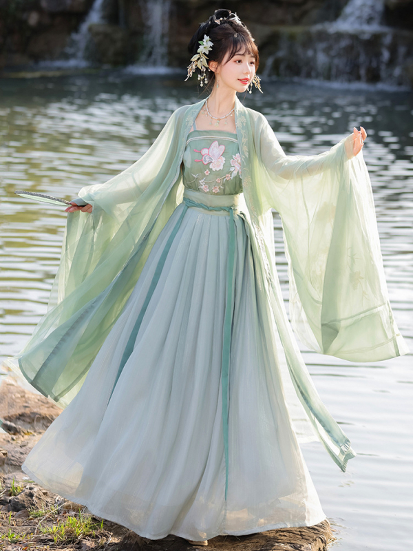 Hanfu za žene – eteričan vilinski stil, dvostruko širokih rukava, dužina do struka, komplet za proleće i jesen
