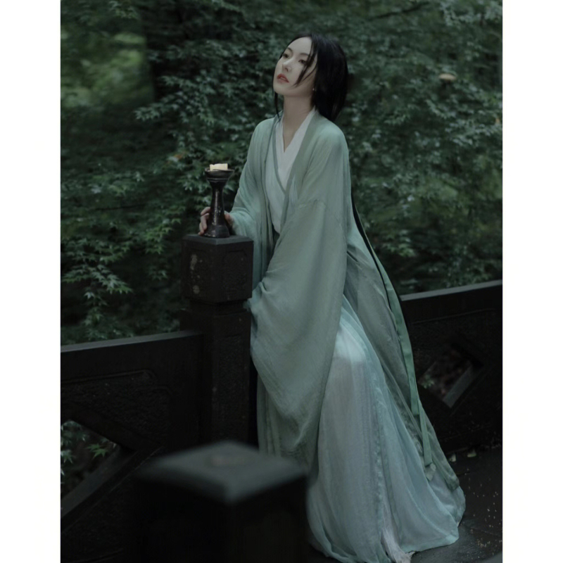 Ženska Hanfu haljina dinastije Jin, inspirirana Wei Jin stilom, drevni kostim s dugim rukavima i ravnim donjim rubom, hladan i elegantan stil, Plus size, 2023 novitet