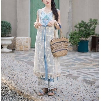 Novi kineski stil 2025: muški ljetni Hanfu pleteni komplet s hlačama, svjež izgled