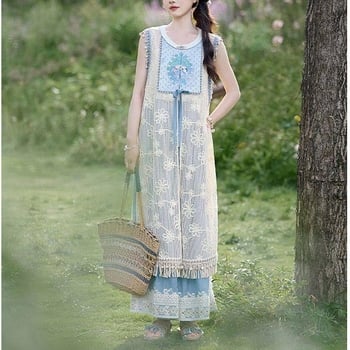 Novi kineski stil 2025: muški ljetni Hanfu pleteni komplet s hlačama, svjež izgled
