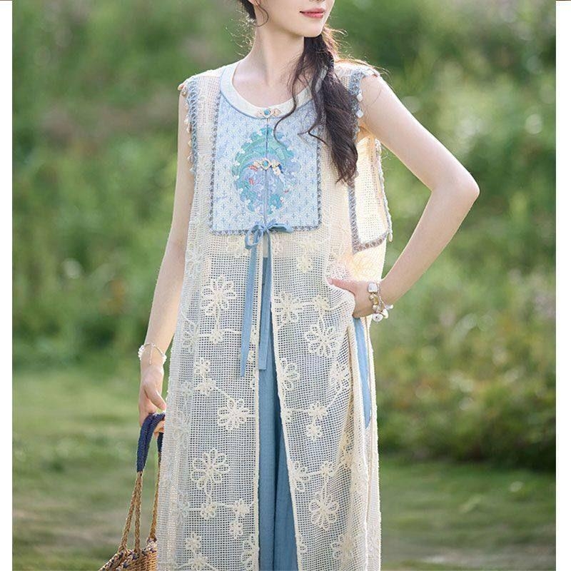 Novi kineski stil 2025: muški ljetni Hanfu pleteni komplet s hlačama, svjež izgled