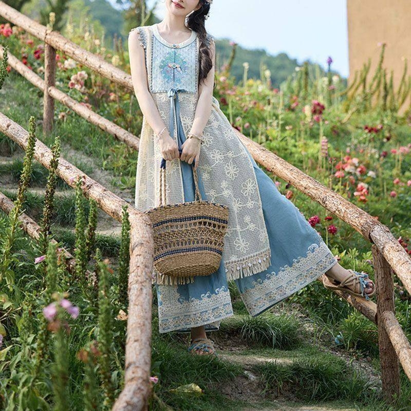 Novi kineski stil 2025: muški ljetni Hanfu pleteni komplet s hlačama, svjež izgled