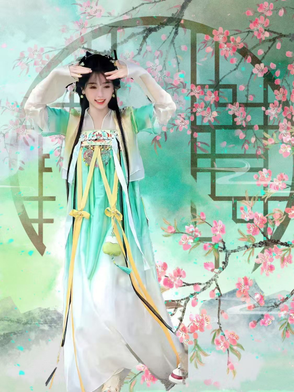 Hanfu reprodukcija Yongye Xinghe, Crni lotos Ling Miaomiao, klasični Hanfu drevni odjev, ruqun do prsa, za učenice, svakodnevno nošenje