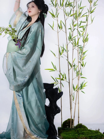 Ženski Hanfu kaput od tankog ljetnog šifona, šal i dugačak rub, inspirirano razdobljem Ratnih Država, drevni kineski stil