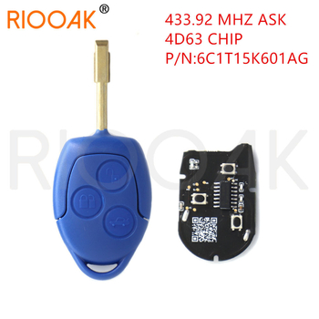 Plavi Ford Quanshun Mk7 daljinski ključ - 433MHz, čip 4D63, 6C1T-15K601-AG