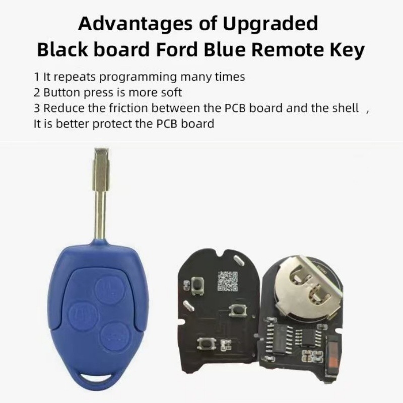 Plavi Ford Quanshun Mk7 daljinski ključ - 433MHz, čip 4D63, 6C1T-15K601-AG