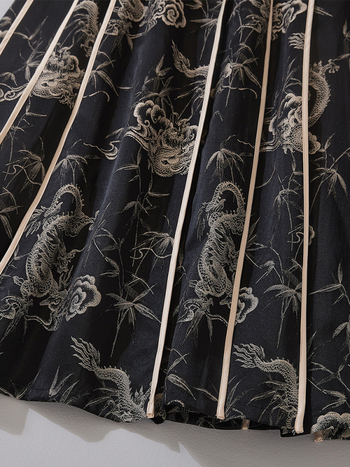 Hanfu inspirirana suknja s visokim strukom i elastičnim pojasom, otisak vintage tea dress suknje