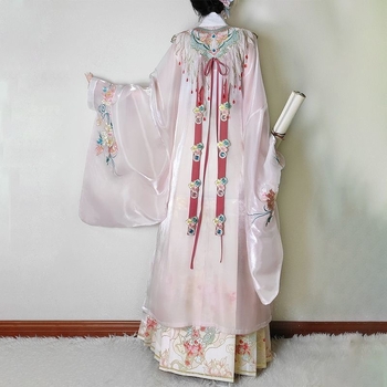 Nova Hanfu za odrasle žene s cvjetnim vezom, Hanfu s oblačnim ramenima, Hanfu s uspravnim ovratnikom u Ming stilu, Mamian suknja u Ming stilu, za proljeće i jesen