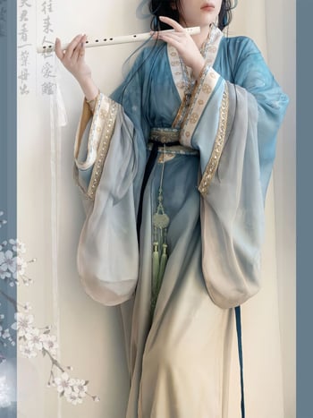 Ženski Hanfu u stilu Song-Tang, top s širokim rukavima i ravnim rubom, raskošno izvezen, svakodnevni elegantan komplet, drevni kostim za jesen