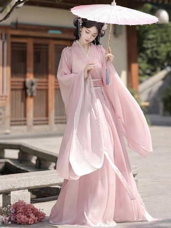 Hanfu haljina za žene, nadahnuta dinastijom Wei-Jin, model 2026, eterična s širokim rukavima, duljina do struka, izvezeno