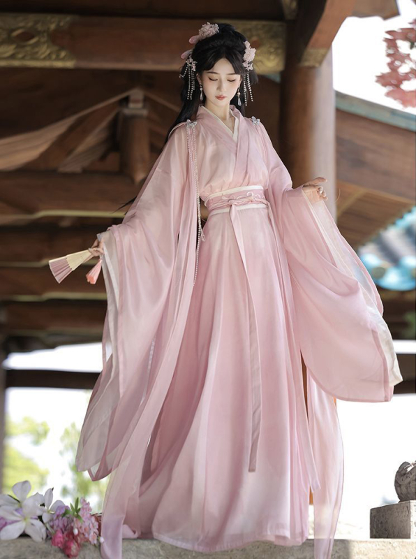 Hanfu haljina za žene, nadahnuta dinastijom Wei-Jin, model 2026, eterična s širokim rukavima, duljina do struka, izvezeno