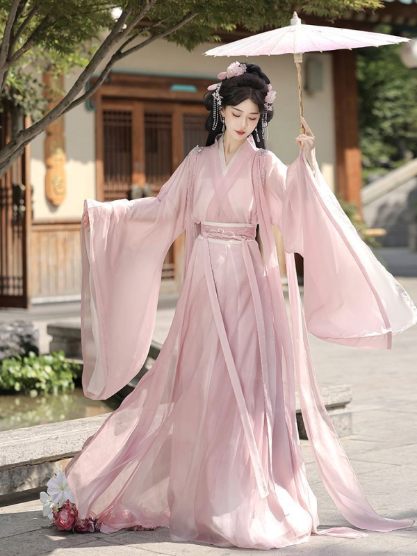 Hanfu haljina za žene, nadahnuta dinastijom Wei-Jin, model 2026, eterična s širokim rukavima, duljina do struka, izvezeno