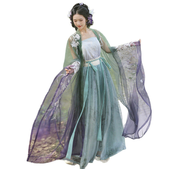Hanfu ženski top sa širokim rukavima i naramenicama u struku, set teškog veza za proljeće i ljeto (Yougu Lily)