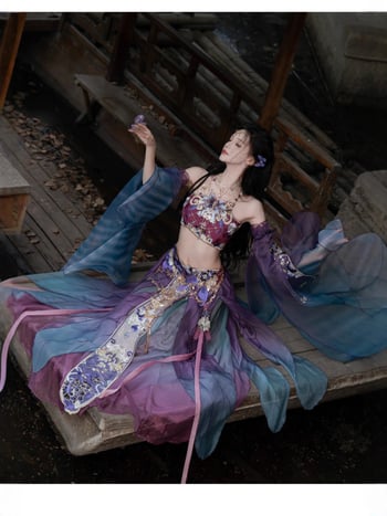 Hanfu-inspiriran set s gradijentnom izvezom i topom bez rukava, ženski komplet s Han elementima, proljeće-ljeto