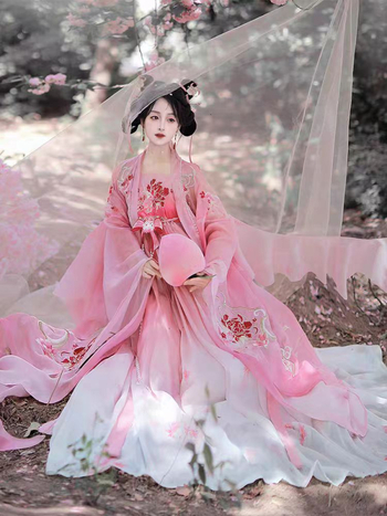 2025 proljeće/ljeto floralni Hanfu set, Tang dinastija stil, ženski izvezeni kostim sa širokim rukavima
