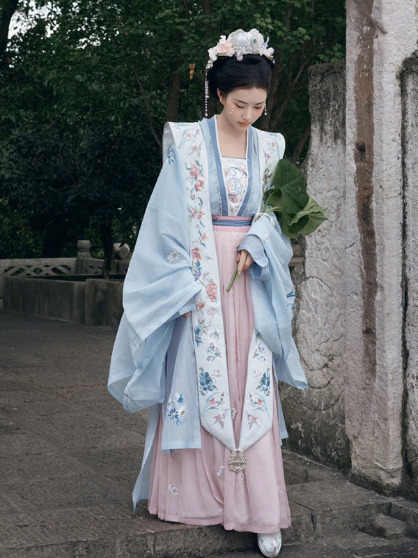 Hanfu dinastije Ming i Song – komplet za žene, jesen, bogata vezenja, bluza sa širokim rukavima