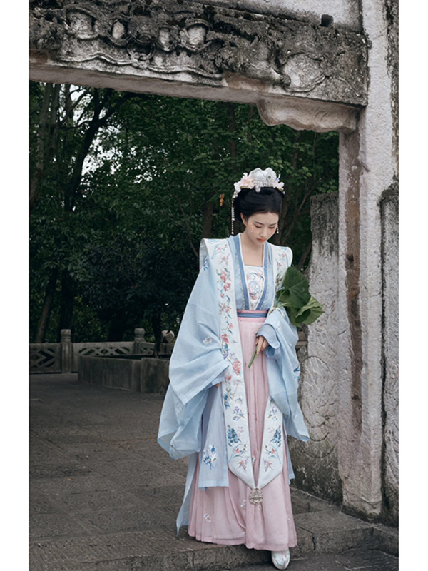 Hanfu dinastije Ming i Song – komplet za žene, jesen, bogata vezenja, bluza sa širokim rukavima