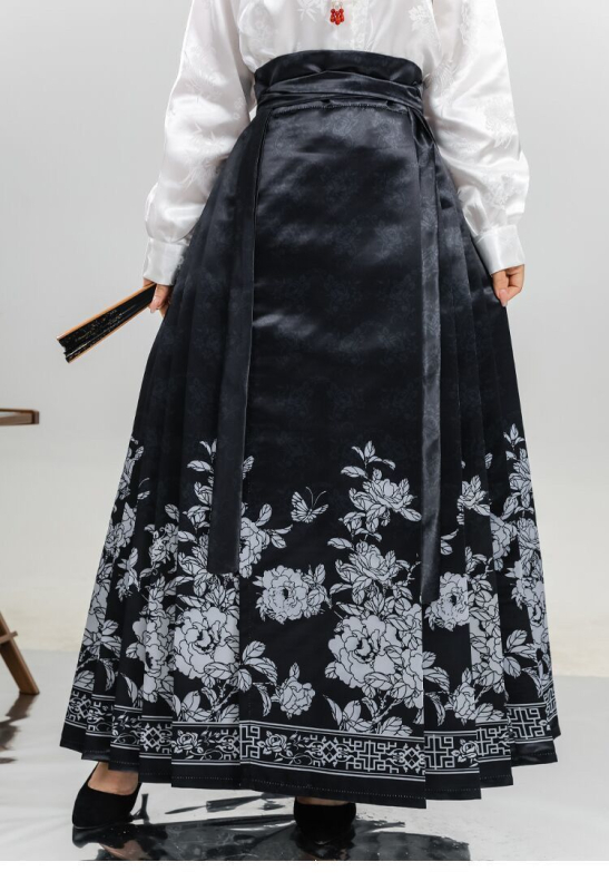 Ženski set: suknja s dva panela i top s dugim rukavima, jacquard uzorak, za svakodnevnu nošnju