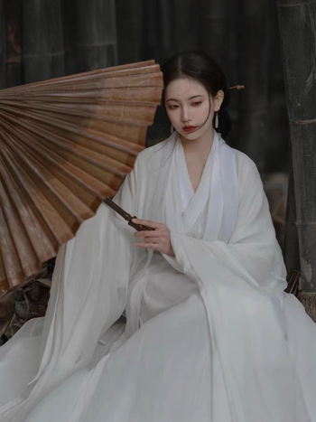 Hua Chao Ji [Mrazno bijela] Izvorni novi Hanfu s ravnim rubom, Han elementi dinastije Wei-Jin, bijeli Hanfu za žene, eteričan i elegantan