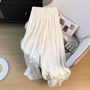 Unisex široke hlače u Hanfu stilu, od Tencela s jacquard izvezenim cvjetnim motivom