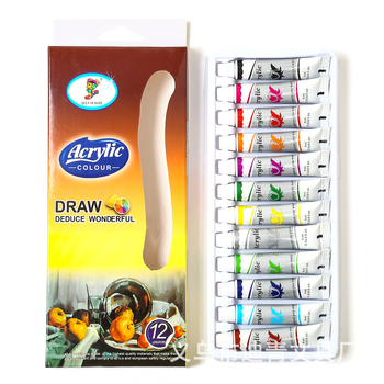 Dječji akrilni set boja, 12 boja, 9 ml po boji, DIY crtanje, u kutiji s aluminijsko-plastičnim cijevima