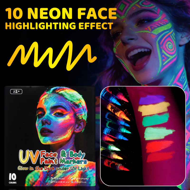 Set za lice koji svijetli u mraku za djecu, perivi, scenski makeup i kredice za tijelo