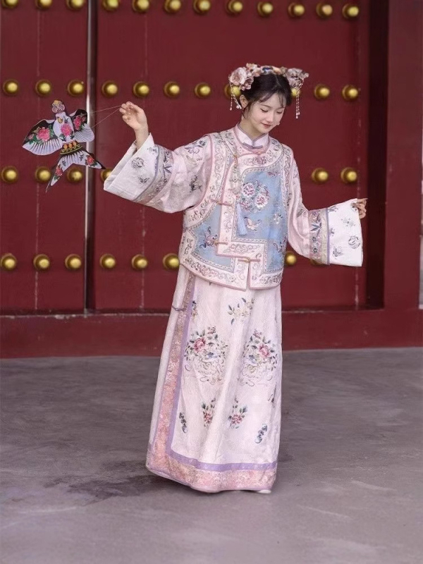 Ženski dvodijelni putni komad s otiskom u stilu dinastije Čing, cheongsam dvorska haljina, inspirirano princezom Yanji