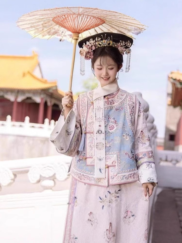 Ženski dvodijelni putni komad s otiskom u stilu dinastije Čing, cheongsam dvorska haljina, inspirirano princezom Yanji