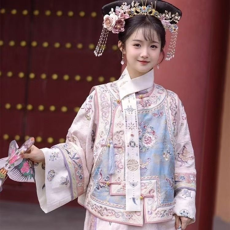 Ženski dvodijelni putni komad s otiskom u stilu dinastije Čing, cheongsam dvorska haljina, inspirirano princezom Yanji
