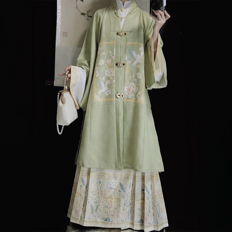 Ženski Hanfu u Ming stilu, dugi trodijelni set sa suknjom s konjskim licem za jesen-zimu