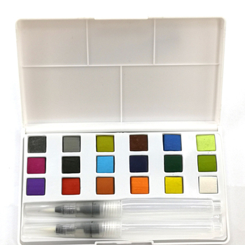 Set akvarela sa 18 boja za početnike, uključuje četke i prozirnu gouache
