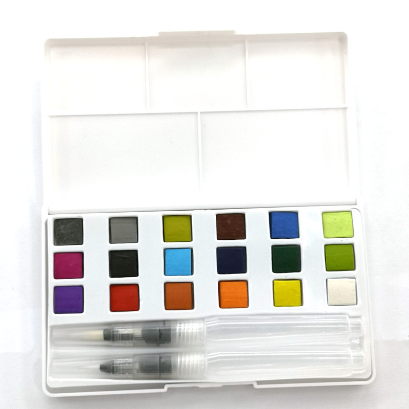 Set akvarela sa 18 boja za početnike, uključuje četke i prozirnu gouache