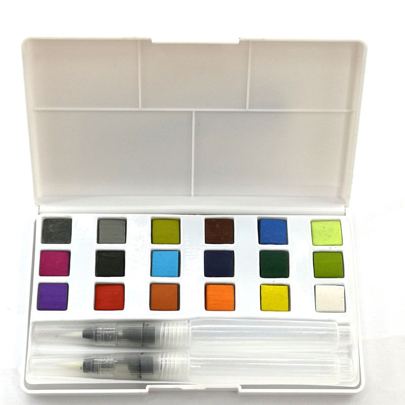 Set akvarela sa 18 boja za početnike, uključuje četke i prozirnu gouache