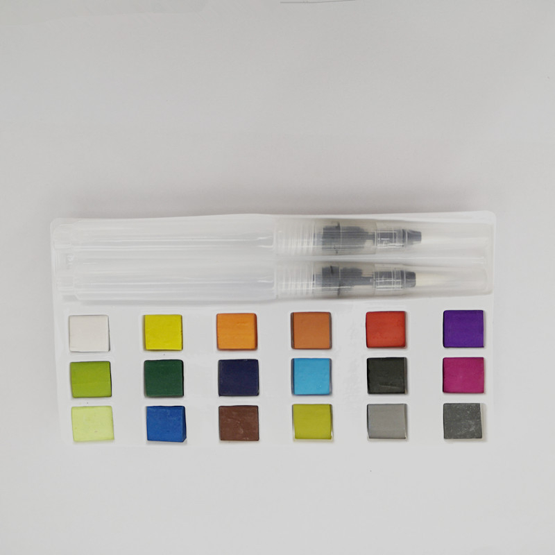 Set akvarela sa 18 boja za početnike, uključuje četke i prozirnu gouache
