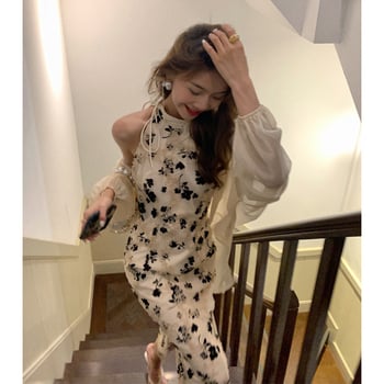 Rafinirana cheongsam haljina 2023 ljeto: duga, retro, halter izrez, francuski stil, midi