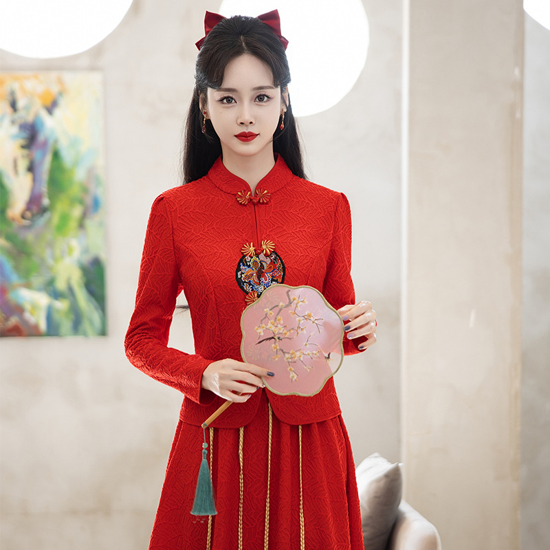 Ženski dvodijelni set u novom kineskom stilu, retro qipao haljina, jesen 2024.