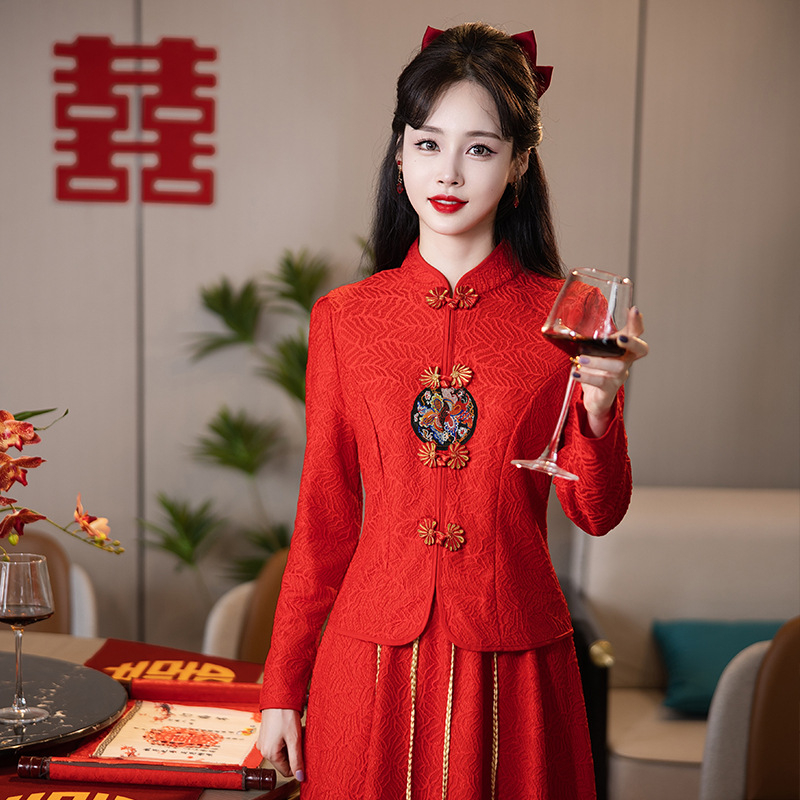 Ženski dvodijelni set u novom kineskom stilu, retro qipao haljina, jesen 2024.