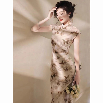 Haljina u francuskom stilu s qipao krojem i ribljim repom, 2025 novi model, mlada i elegantna svakodnevna haljina