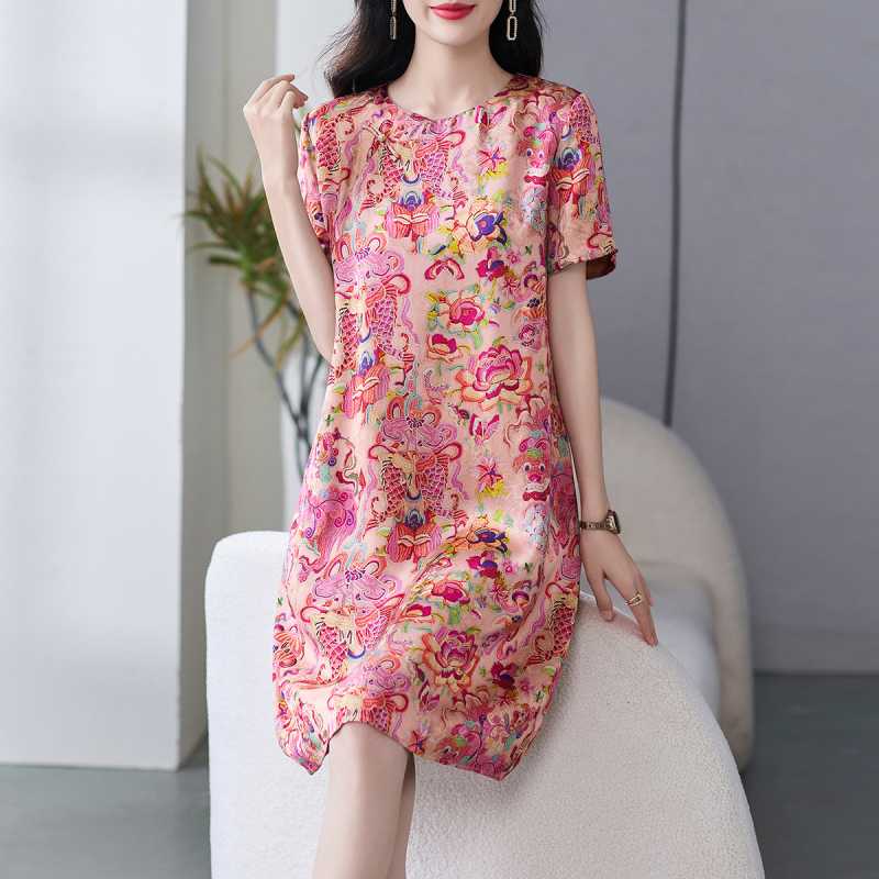 Svijetloplava cheongsam haljina od rayona s mirisnom Cloud Yarn pređom – ljeto, moderan kineski stil, uski kroj