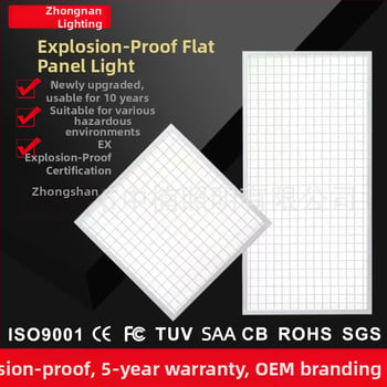 LED výbušne odolné panelové svetlo, 60×60 cm, zapustené do stropu, hliníkové puzdro, 6500K, životnosť 50 000 h, vhodné pre sklady a priemyselné priestory