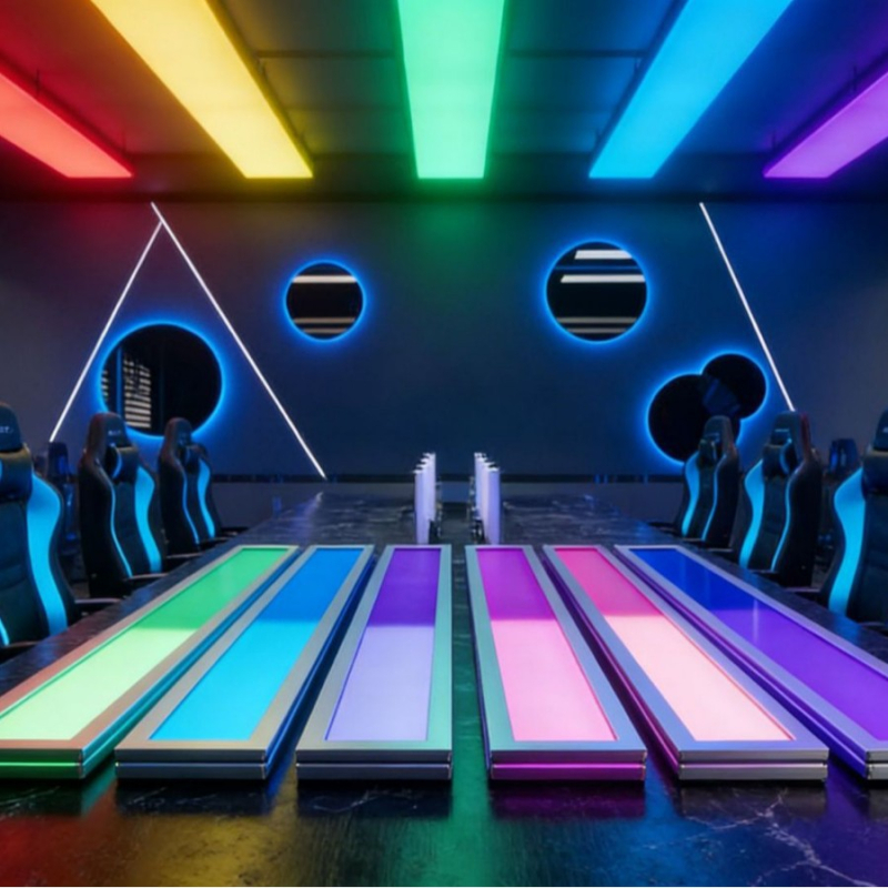 Персонализирана LED панел лампа 595x595, RGB-CCT регулируема, за офисен таван, висока яркост