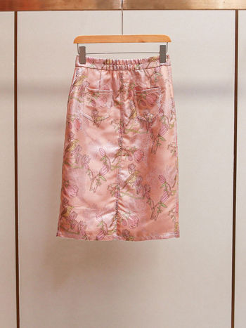 BALISGA jacquard midi suknja s bočnim prorezom, raskošna vez, kineski stil, poliester