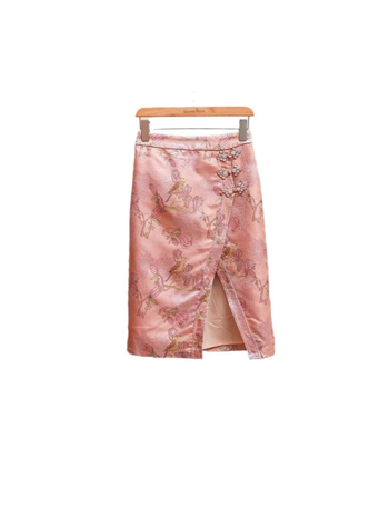 BALISGA jacquard midi suknja s bočnim prorezom, raskošna vez, kineski stil, poliester