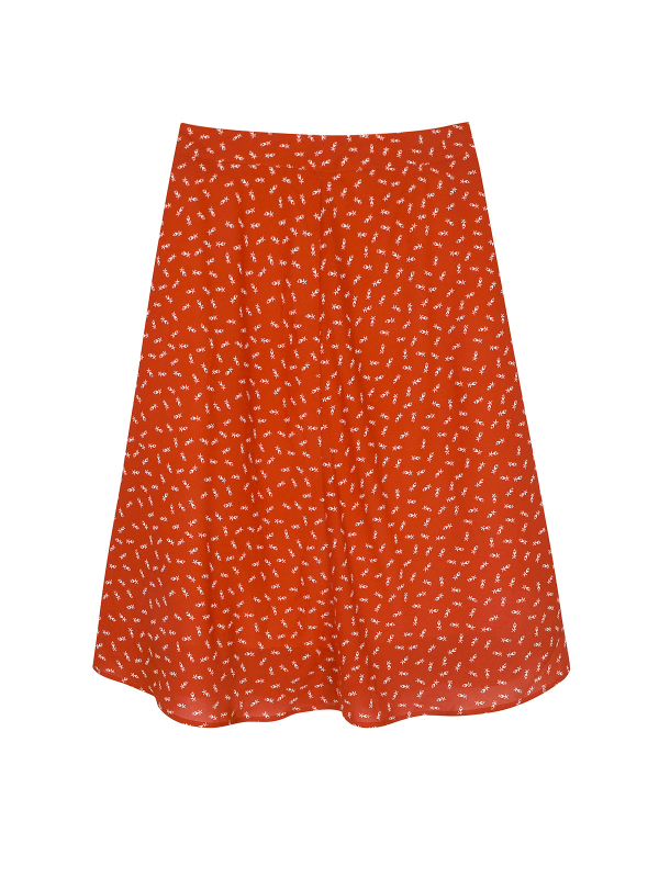 Ženska suknja s cvjetnim uzorkom, A-linija, midi duljine, visokim strukom, elegantan francuski stil