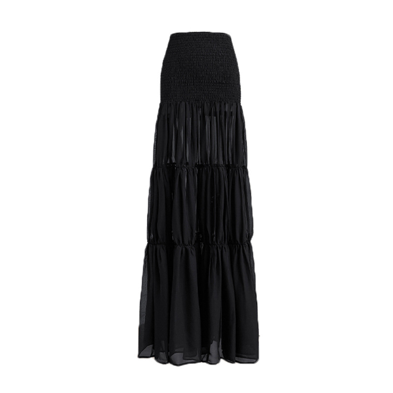 Na skladištu, Vintage inspirirano lagani luksuz, niski struk, dvostruki sloj volana, duga A-linijska suknja, blago prozirna, Francuski stil oblikovanja